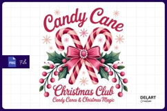 Candy canes and holly christmas design sublimation png Product Image 1