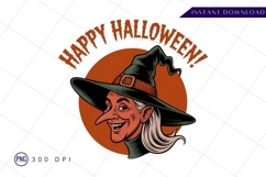 Happy halloween smiling witch vector cartoon sublimation png Product Image 1