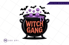 Witch gang cauldron with bats halloween sublimation png Product Image 1