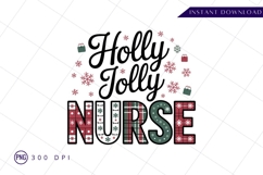 Holly jolly nurse christmas sublimation png Product Image 1