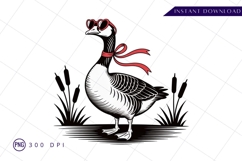 Quirky goose with heart glasses and ribbon design PNG Product Image 1