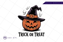 Halloween pumpkin with witch hat trick or treat PNG Product Image 1