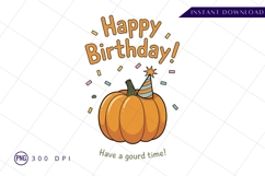 Pumpkin birthday with party hat sublimation png Product Image 1