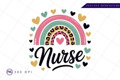 Nurse rainbow design with hearts sublimation png Product Image 1