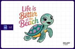 Cute cartoon turtle beach Sublimation PNG Design Product Image 1