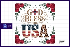 God bless the usa floral Sublimation PNG Design Product Image 1