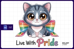 Cute kitten with rainbow bow Sublimation PNG Design Product Image 1