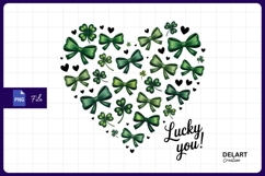 St patricks day heart with bows Sublimation PNG Design Product Image 1