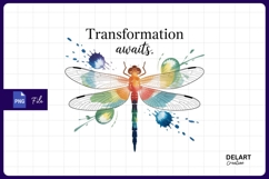 Dragonfly transformation awaits Sublimation PNG Design Product Image 1