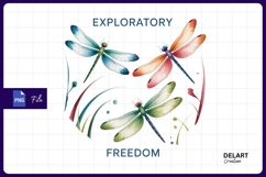Colorful dragonflies with exploratory Sublimation PNG Design Product Image 1