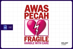 Fragile handle with care warning Sublimation PNG Design Product Image 1