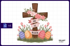 He Is Risen Easter Cross Sublimation PNG Product Image 1