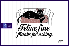 Feline Fine Black Cat On Sofa Sublimation PNG Product Image 1