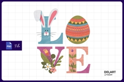 Floral Easter Love With Bunny And Egg Sublimation PNG Product Image 1