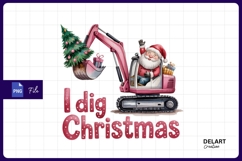 Santa Drives Excavator With Christmas Tree And Gifts PNG Product Image 1