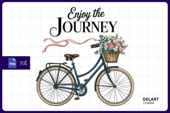 Vintage Bicycle With Flowers Enjoy The Journey Art PNG Product Image 1