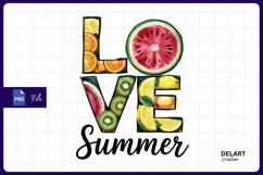 Love Summer Watercolor Fruits Sublimation PNG Product Image 1