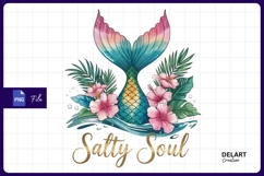Mermaid Tail With Hibiscus Flowers Sublimation PNG Product Image 1
