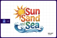 Sun Sand And Sea Watercolor Sublimation PNG Product Image 1
