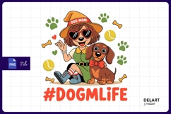 Dog Mom With Dachshund Puppy Cartoon Illustration PNG Product Image 1