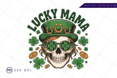 Lucky Mama Skull With Shamrocks And Irish Charm PNG Product Image 1