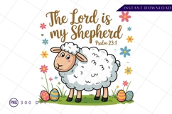The Lord Is My Shepherd Easter Lamb Sublimation PNG Product Image 1