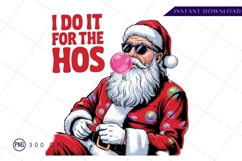 Cool Santa Blowing Bubble Gum Sublimation PNG Product Image 1