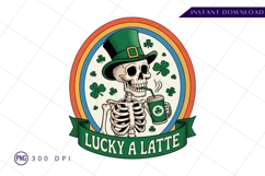 St Patricks Day Skeleton Coffee Sublimation PNG Product Image 1