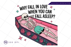 Funny Skeleton Sleeping In Coffin Sublimation PNG Product Image 1