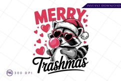 Merry Trashmas Raccoon With Santa Hat And Bubble PNG Product Image 1
