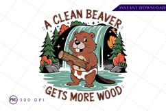 Cartoon Beaver With Log Sublimation PNG Product Image 1