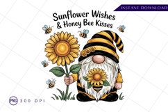 Sunflower Gnome With Bee Sublimation PNG Product Image 1