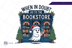 Christmas Ghost At The Bookstore Sublimation PNG Product Image 1