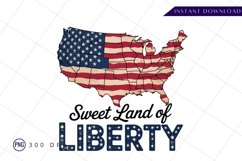 American Map With Flag Sweet Land Of Liberty Sublimation PNG Product Image 1
