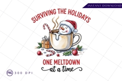 Funny Christmas Snowman Hot Cocoa Graphic Design PNG Product Image 1