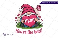 Gnome With Heart For Mom Mothers Day Sublimation PNG Product Image 1
