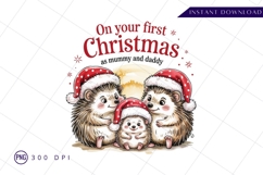 Hedgehog Family First Christmas As Mummy And Daddy PNG Product Image 1