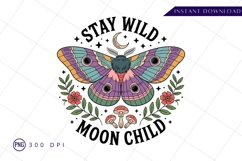Stay Wild Moon Child Butterfly Illustration Design PNG Product Image 1