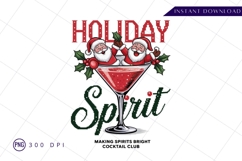 Holiday Spirit Santa Cocktail Club Sublimation PNG Product Image 1
