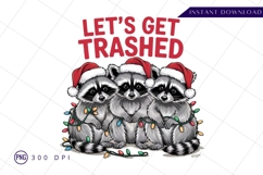 Christmas Raccoons Wearing Santa Hats And Lights PNG Product Image 1