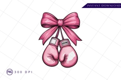 Pink Boxing Gloves With Bow Sublimation PNG Product Image 1