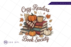 Cozy Fall Book Reading Illustration Sublimation PNG Product Image 1