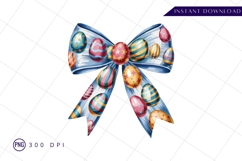 Watercolor Easter Bow With Eggs Sublimation PNG Product Image 1