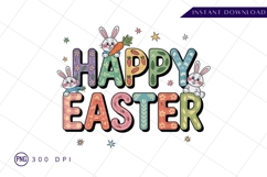 Happy Easter Bunnies Illustration Sublimation PNG Product Image 1