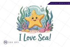 Cute Starfish Ocean Scene Sublimation PNG Product Image 1