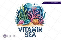 Watercolor Vitamin Sea Underwater Scene Illustration PNG Product Image 1