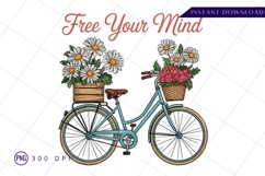 Bicycle With Flowers And Free Your Mind Text PNG Product Image 1