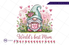 Mothers Day Gnome With Coffee Sublimation PNG Product Image 1