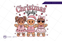 Girly Christmas Gingerbread Girls Cute Illustration PNG Product Image 1