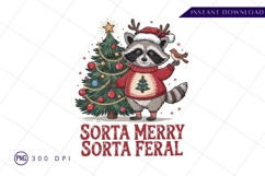 Christmas Raccoon With Tree Sublimation PNG Product Image 1